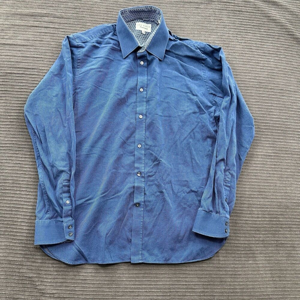 Ted Baker Endurance‎ Shirt Men 16.5 36/37 Blue Long Sleeve Button Up Preppy.